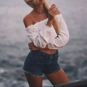 Brandy Melville Off The Shoulder Long Sleeve Crop Top
